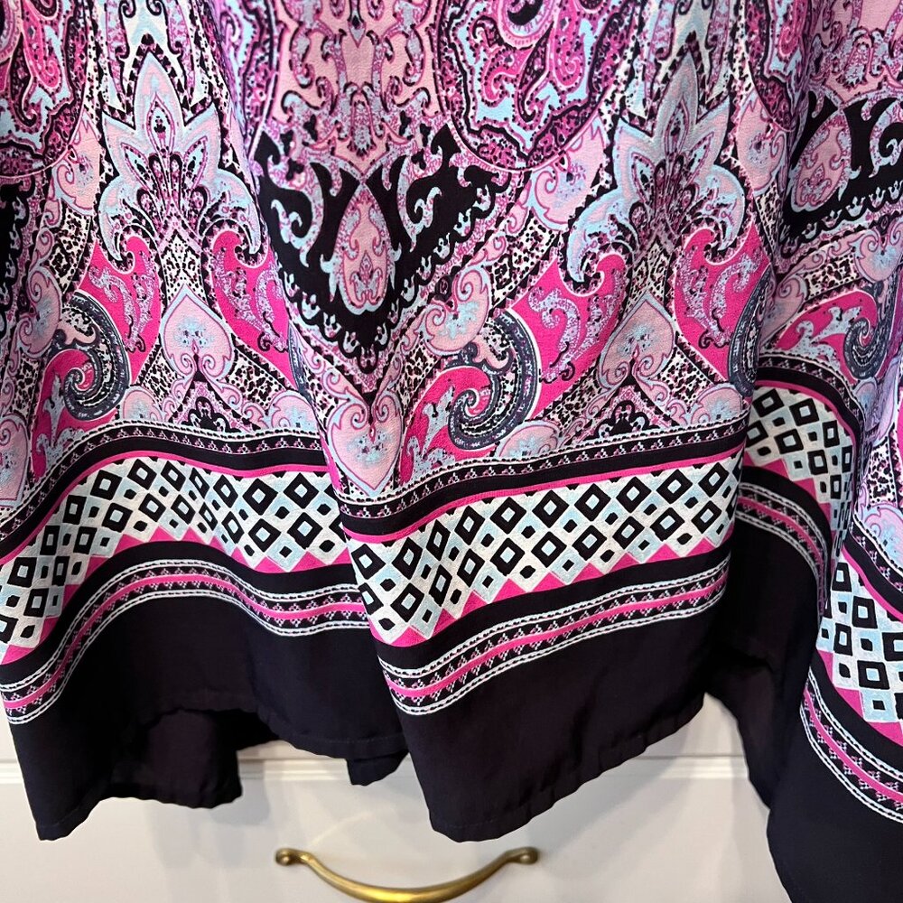 IMAN GLOBAL CHIC Luxury Resort Navy & Pink Paisley-Print Kimono (Plus‎ 1X) - Picture 6 of 11
